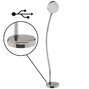 GLENAN Chart table lamp SILVER White 10W, Red 5W DIM & USB