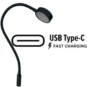 GLENAN Chart table lamp - Blac k color - Vertical mount - USB