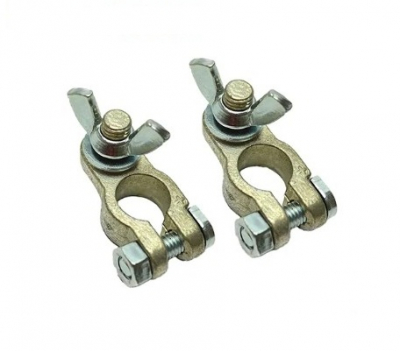 BATTERY TERMINALS (+ and -) Wing screw - Tinned brass - M8